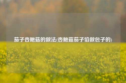 茄子杏鲍菇的做法(杏鲍菇茄子馅做包子的)
